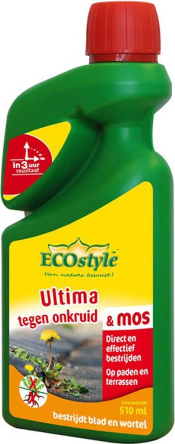 ECOstyle Ultima Onkruid & Mos Concentraat Onkruidverdelger Paden & Terrassen Bestrijdt Blad & Wortel Werkt Binnen 3 uur Onder Bomen & Struiken 510 ML