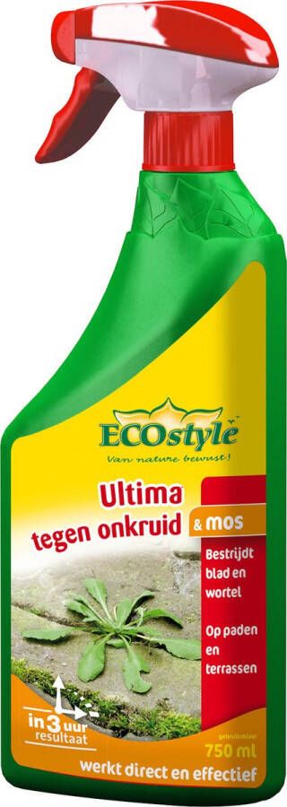 ECOstyle Ultima Onkruid & Mos Spray Onkruidverdelger Paden & Terrassen Bestrijdt Blad & Wortel Onder Bomen & Struiken Werkt Binnen 3 uur 750 ML