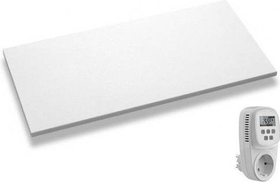 Ecosun Infraroodpaneel Infraroodverwarming Infrarood verwarmer met korrelstructuur met plug-in thermostaat 300Watt 59 x 59 cm