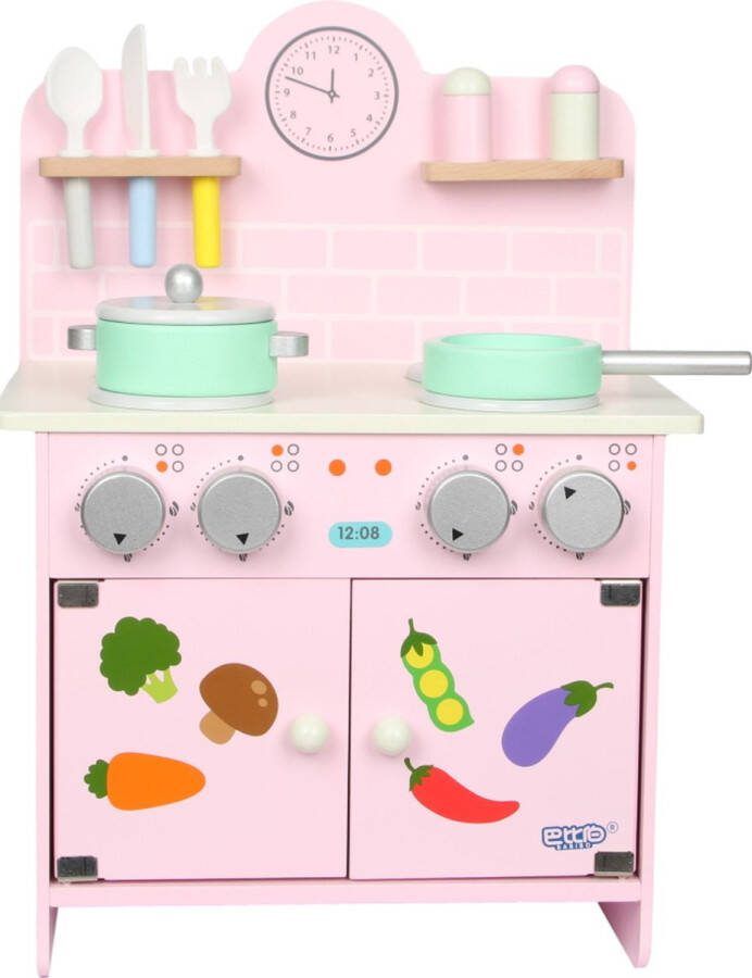 ECOTOYS Eco Toys Roze Houten Keukentje 23 x 30 x 49 cm HC491062 Speelkeuken