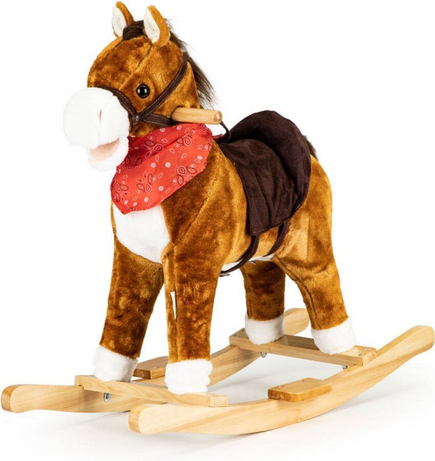 ECOTOYS Hobbelpaard met geluid en bewegende staart 73x36x65 cm lichtbruin