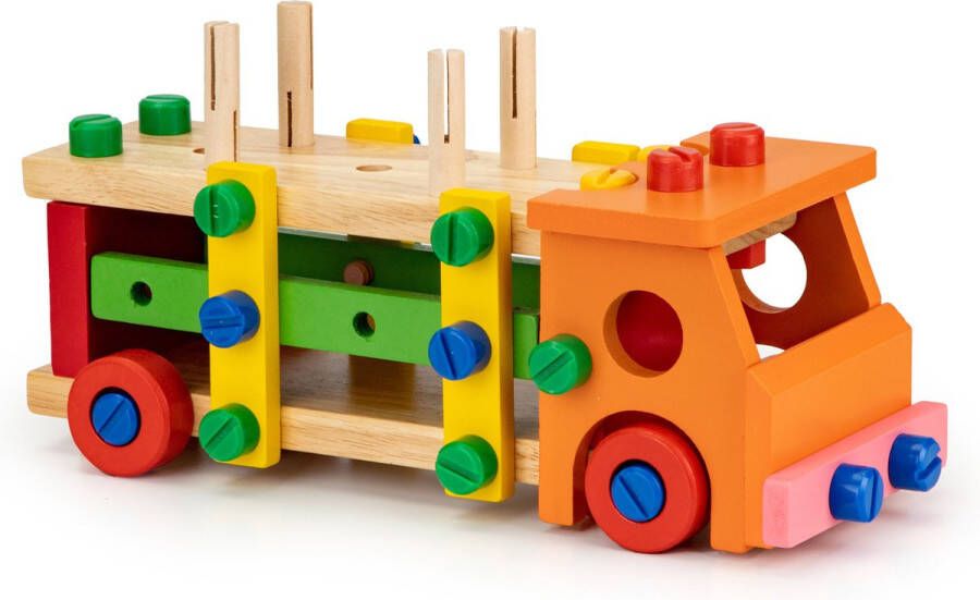 ECOTOYS Houten auto educatief houten speelgoed 58-delig