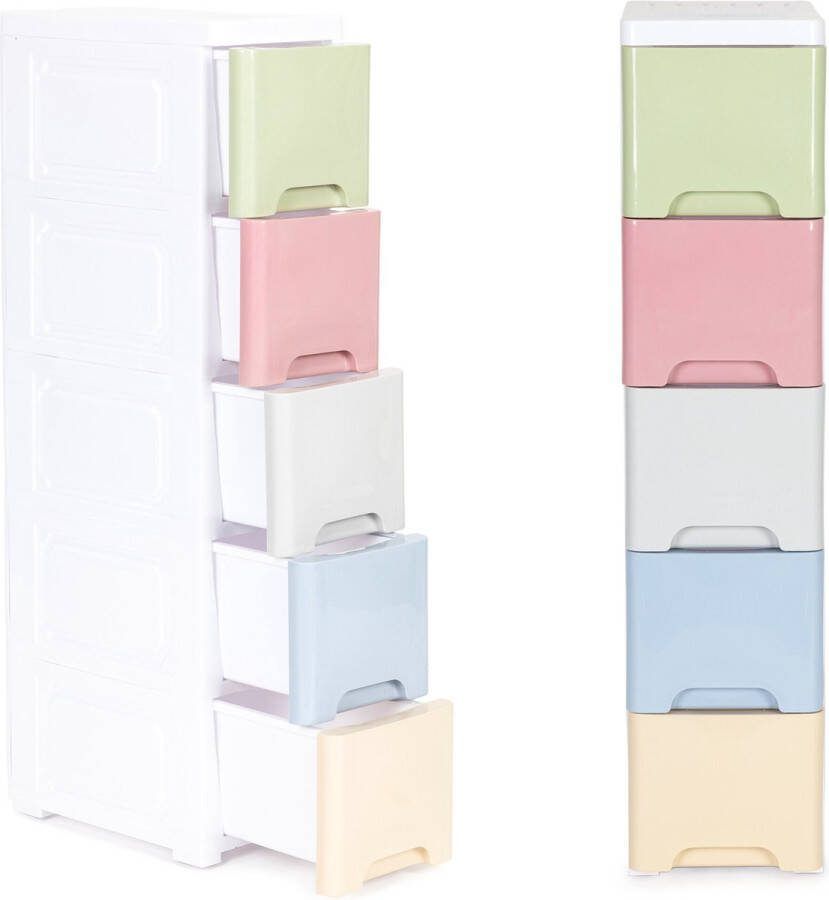 ECOTOYS Ladeblok 83x32x18cm 5 lades pastelkleuren