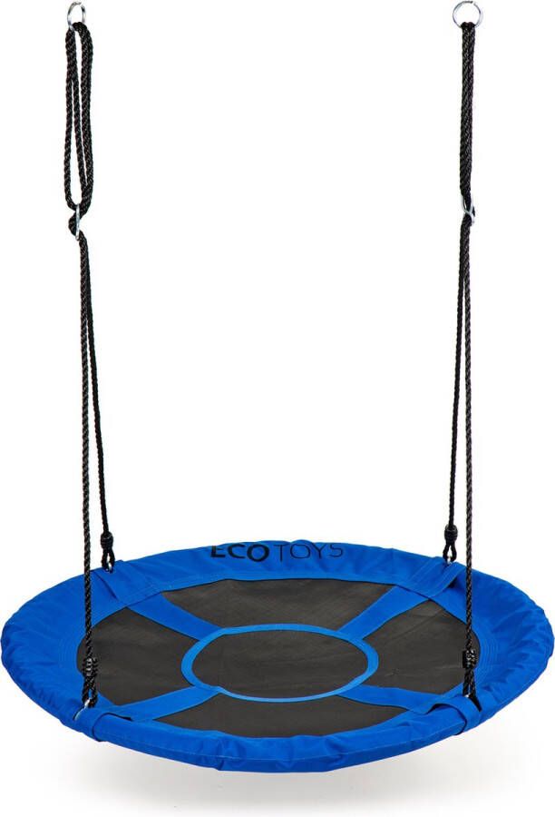 ECOTOYS Nestschommel Buitenspeelgoed 100 cm blauw Slinger schommel- Nest Schommel Ronde schommel Ooienvaarsnest -100 kg belasting Voor kinderen en volwassenen