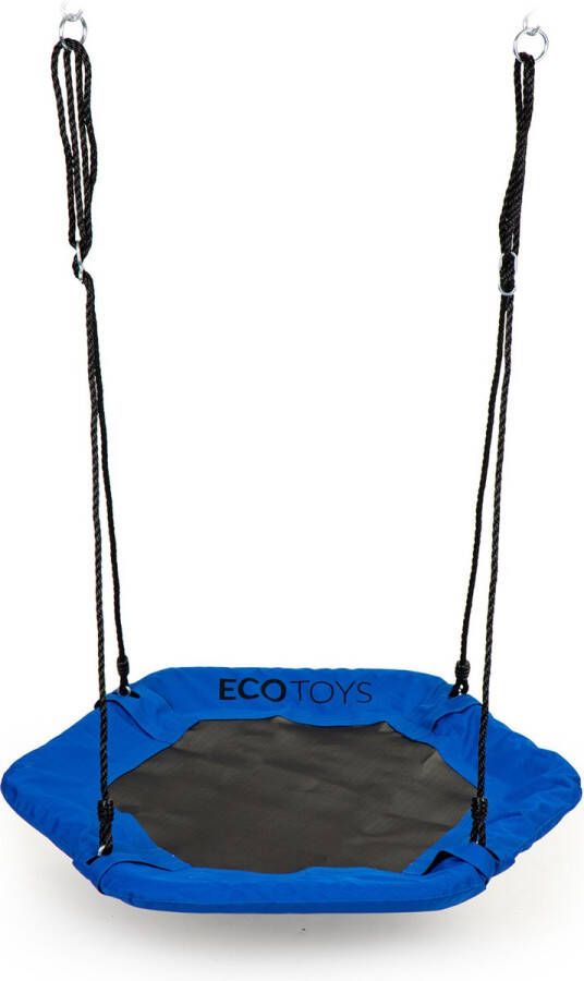 ECOTOYS Nestschommel zeshoekig buitenspeelgoed 95 cm blauw Slinger schommel Nest Schommel Zeshoek schommel Ooienvaarsnest -100 kg belasting Voor kinderen en volwassenen