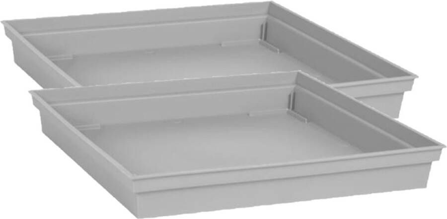 EDA 2x stuks bloempot kunststof onderschalen Toscane grijs vierkant L33 x B33 x H5 cm Onderborden opvangschalen