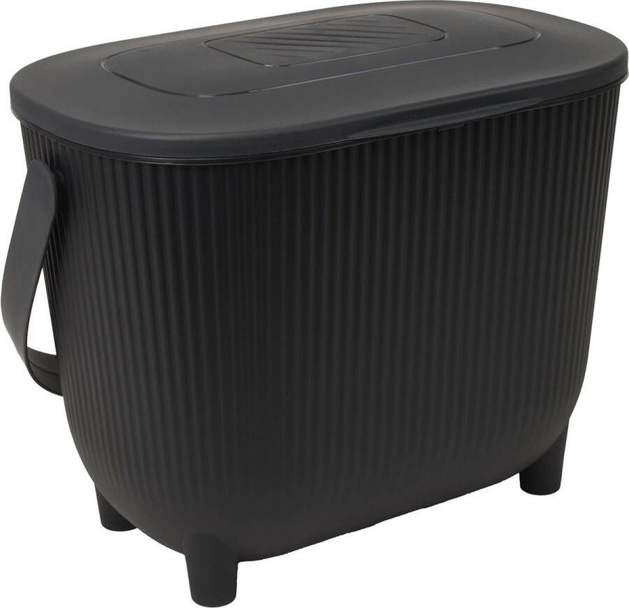 Power Tower EDA compost design emmer met deksel en filter 10 liter Zwart Antraciet