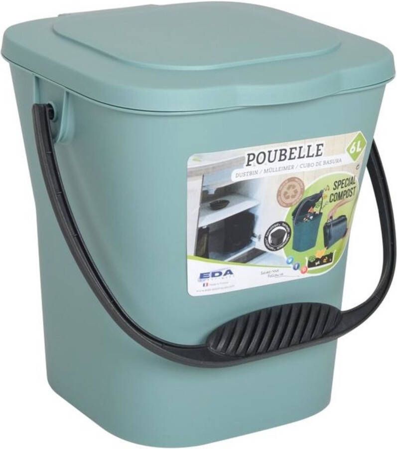 EDA Power Tower Compost Emmertje Met Deksel 6 Liter Eucalyptus Groen