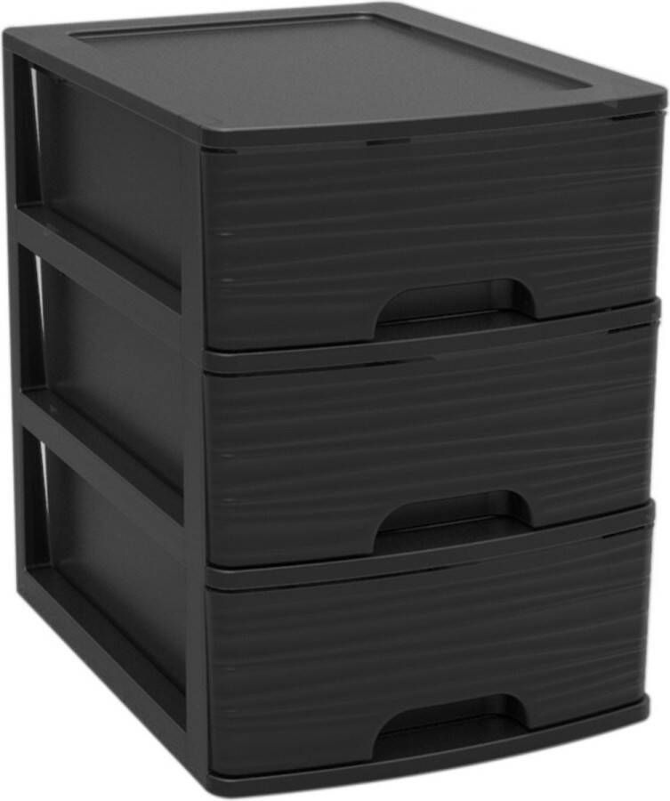 EDA Ladenkast bureau organizer zwart A5 3x lades stapelbaar L19 x B26 x H25 cm Ladenblokken