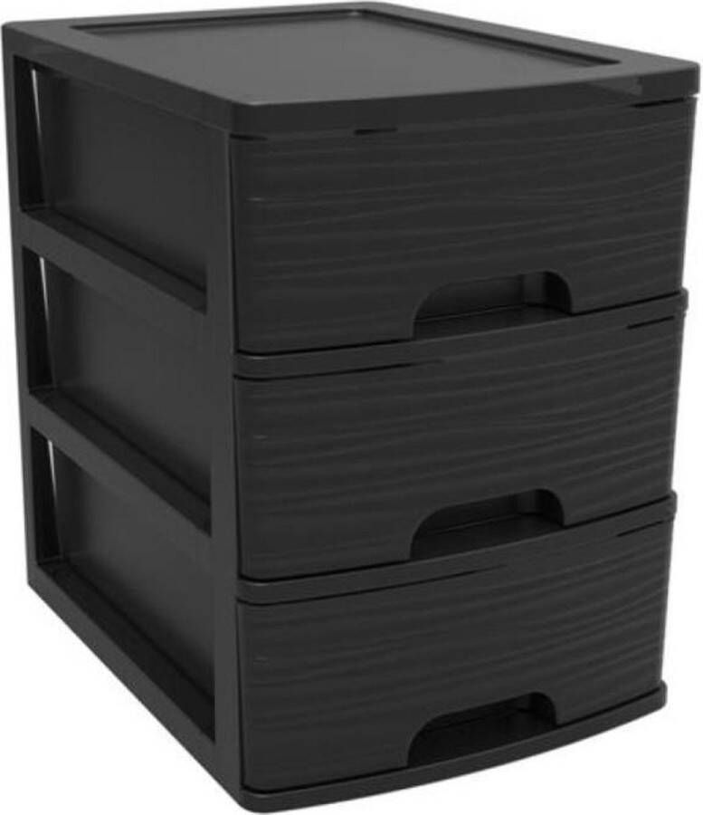 EDA Ladenkast bureau organizer zwart A5 3x lades stapelbaar L27 x B36 x H35 cm Ladenblokken