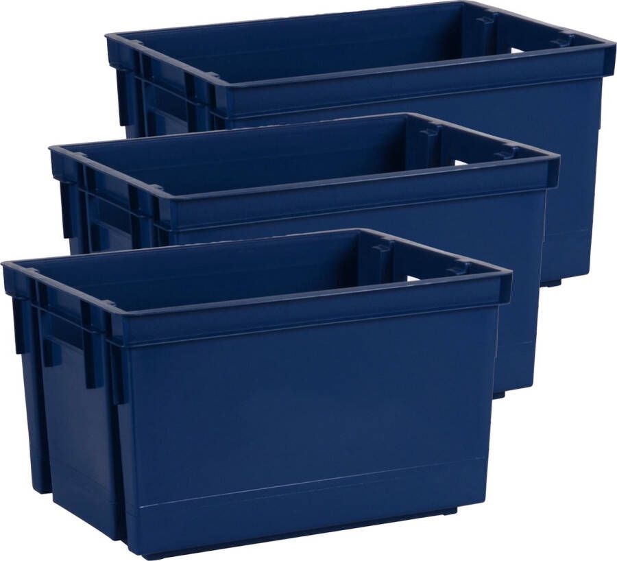 Eda Opbergbox opbergkrat 20 L 6x blauw kunststof 39 x 29 x 23 stapelbaar nestbaar Opbergbox