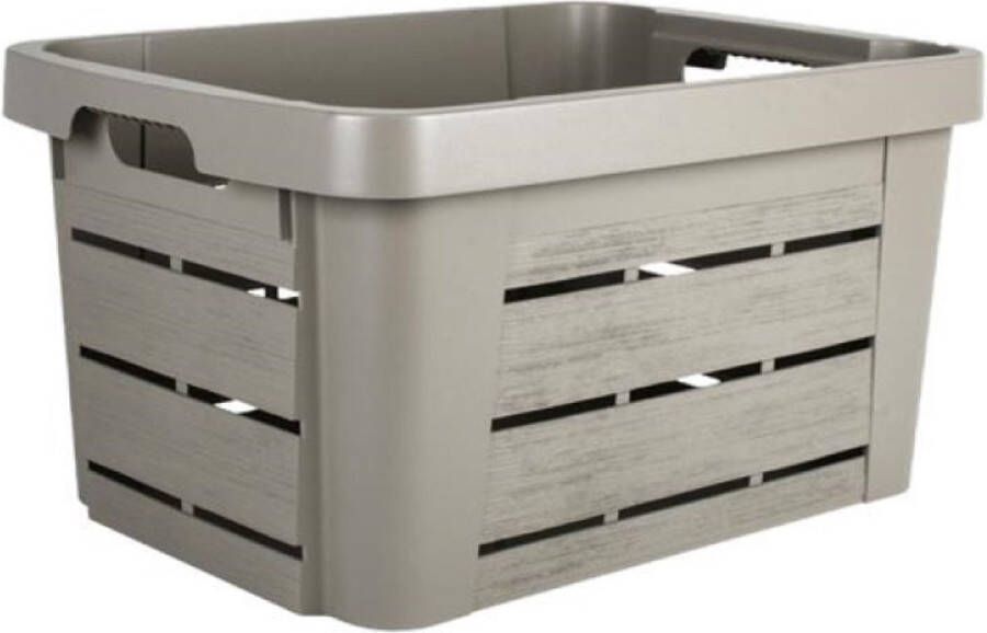 EDA Plastic opbergkrat fruitkist taupe stapelbaar L46 x W34 x H25 cm 30 liter Groente fruit opbergkratjes opbergkistjes