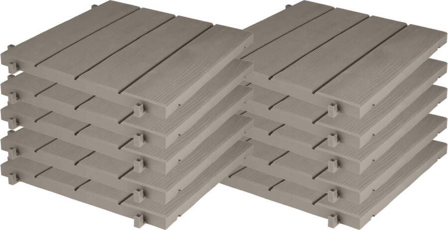 EDA Tuintegel terrastegel 10x taupe kunststof weerbestendig 38 x 38 cm vlonder vloertegels