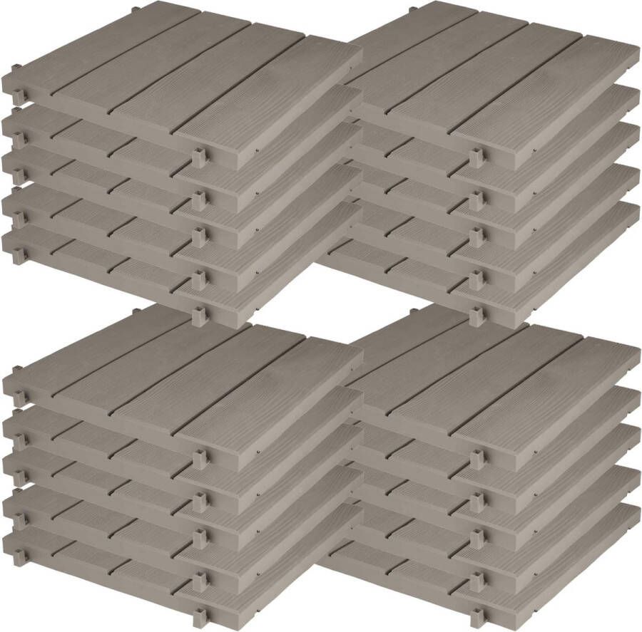EDA Tuintegel terrastegel 20x taupe kunststof weerbestendig 38 x 38 cm vlonder vloertegels