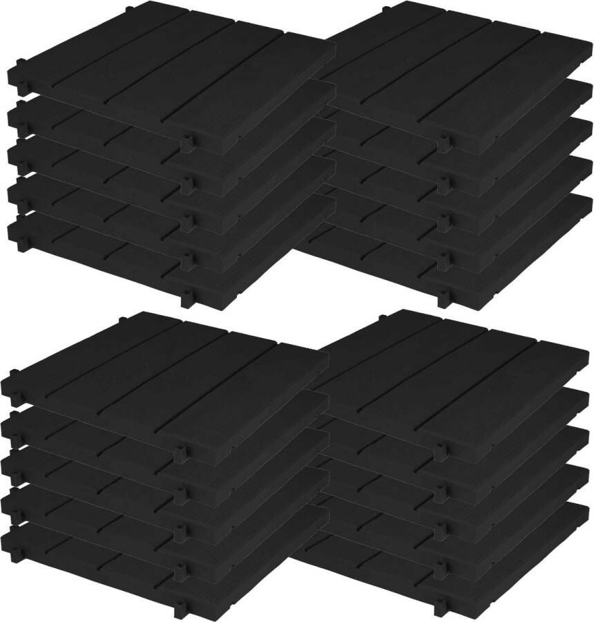 EDA Tuintegel terrastegel 20x zwart kunststof weerbestendig 38 x 38 cm vlonder vloertegels