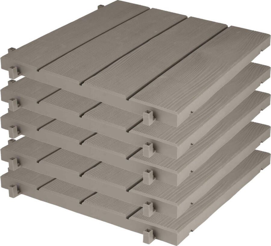 EDA Tuintegel terrastegel 5x taupe kunststof weerbestendig 38 x 38 cm vlonder vloertegels