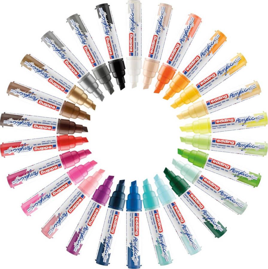 Edding 5000 acryl verfstiften 26 kleuren acrylmarkers brede beitelpunt