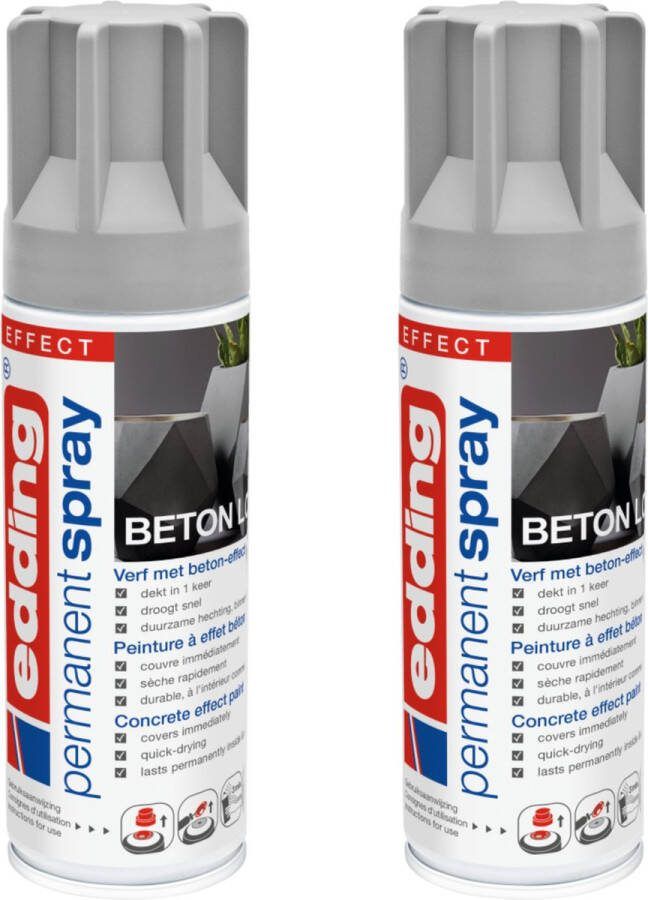 Edding 5200 permanent spray beton look effect 2 stuks 200 ml per stuk direct dekkend – 1 4 t m 2 m2 oppervlak lakken en versieren van bijna alle oppervlaktes en ondergronden lakspray acrylspray verfspray