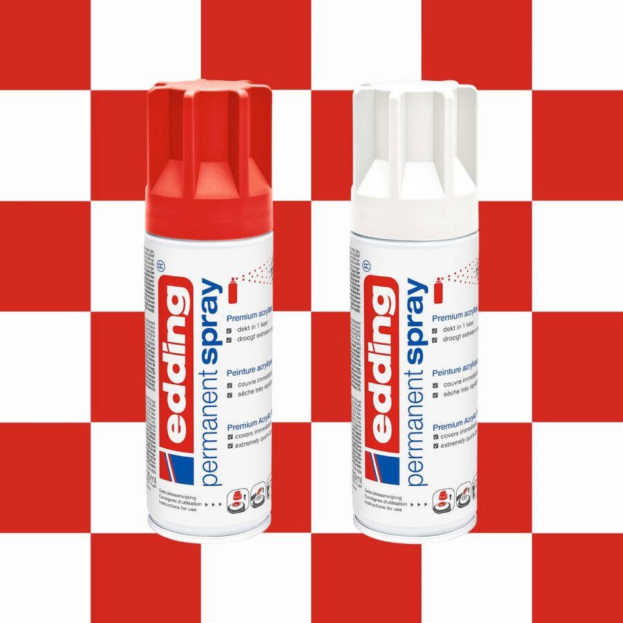 Edding 5200 permanent spray Brabantse vlag kleuren set rood en wit de Brabantse vlag maken op bijna alle oppervlaktes en ondergronden direct dekkend – per spuitbus 0 7-1 m2 oppervlak lakspray acrylspray verfspray
