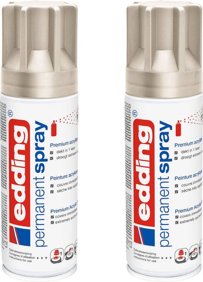 Edding 5200 permanent spray champagne goud 2 stuks 200 ml per stuk direct dekkend – 1 4 t m 2 m2 oppervlak carnaval spullen versieren lakken en versieren van bijna alle oppervlaktes en ondergronden lakspray acrylspray verfspray