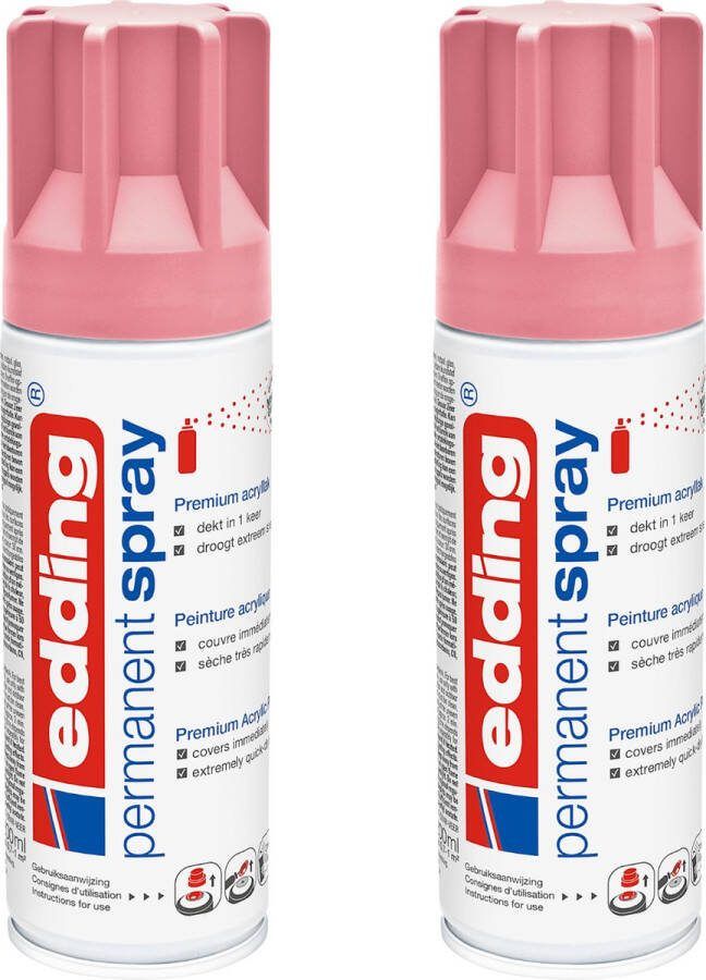 Edding 5200 permanent spray classy mauve mat 2 stuks 200 ml per stuk direct dekkend – 1 4 t m 2 m2 oppervlak carnaval spullen versieren lakken en versieren van bijna alle oppervlaktes en ondergronden lakspray acrylspray verfspray