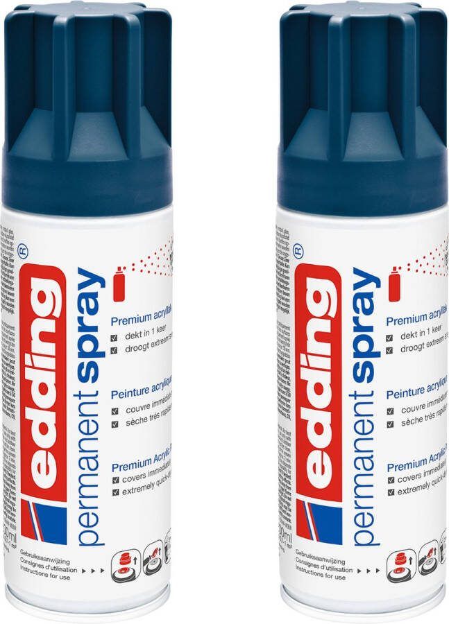 Edding 5200 permanent spray elegant midnight mat 2 stuks 200 ml per stuk direct dekkend – 1 4 t m 2 m2 oppervlak carnaval spullen versieren lakken en versieren van bijna alle oppervlaktes en ondergronden lakspray acrylspray verfspray