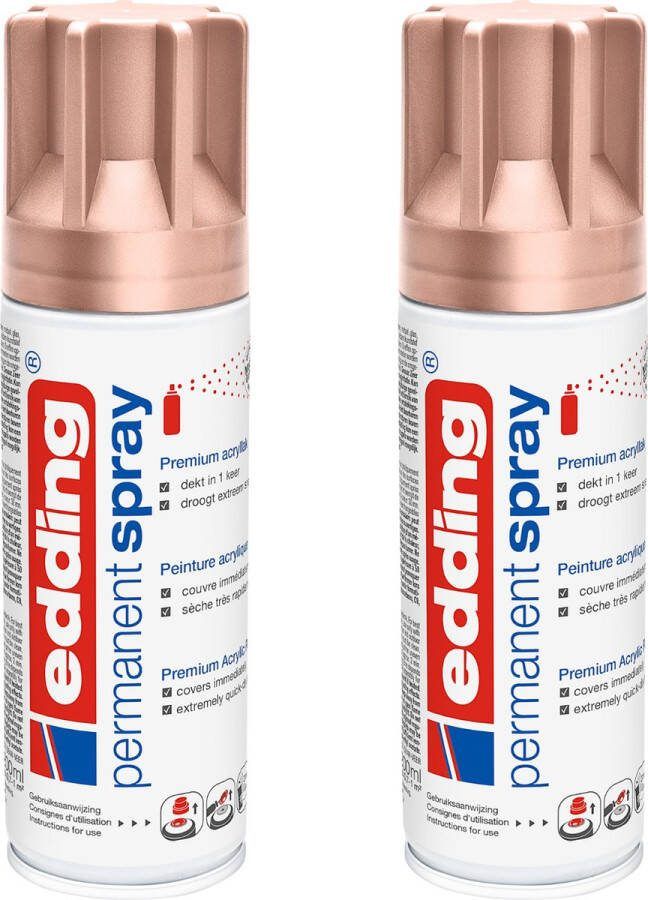Edding 5200 permanent spray rose goud mat 2 stuks 200 ml per stuk direct dekkend – 1 4 t m 2 m2 oppervlak carnaval spullen versieren lakken en versieren van bijna alle oppervlaktes en ondergronden lakspray acrylspray verfspray