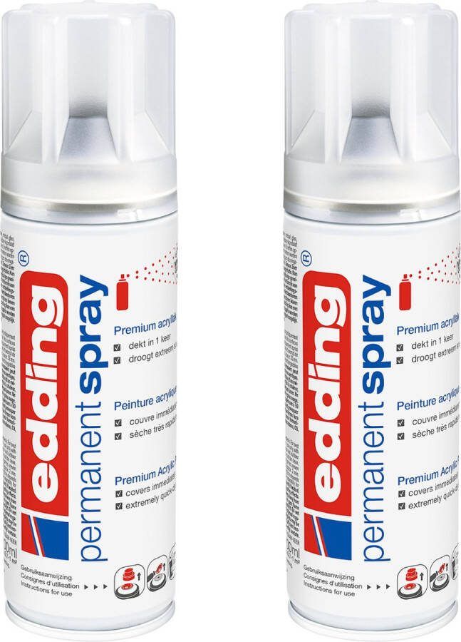 Edding 5200 permanent spray transparante lak transparant zijdemat 2 stuks 200 ml per spuitbus 1 t m 2 m2 oppervlak acrylverf voor een zijdematte afwerking voor het fixeren en beschermen van de laklaag transparante lak in spuitbus