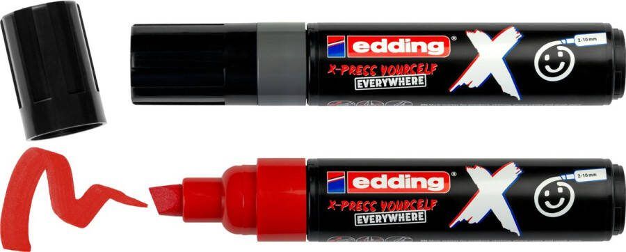Edding 6900 X multimarker set van 2 rood + donker grijs voor alle ondergronden geschikt beitelpunt 2-10 mm vegan inkt gemaakt van gerecycled plastic lokaal geproduceerd in Duitsland