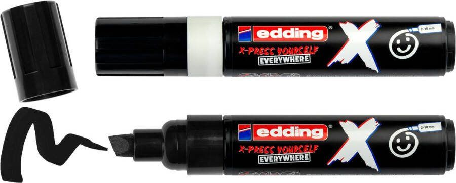 Edding 6900 X multimarker set van 2 zwart + wit voor alle ondergronden geschikt beitelpunt 2-10 mm vegan inkt gemaakt van gerecycled plastic lokaal geproduceerd in Duitsland