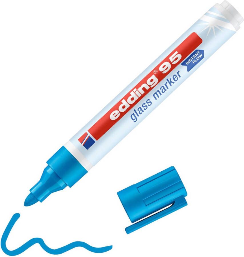 Edding 95 Blauw Glasmarker Raamstift Stift Glazen Oppervlakken Ronde Punt 1 5-3mm 1 Stuk