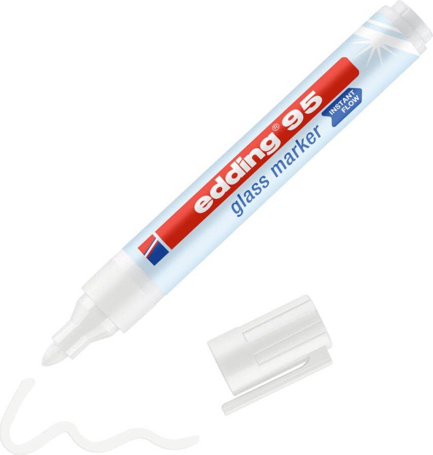 Edding 95 Wit Glasmarker Raamstift Witte Stift Glazen Oppervlakken Ronde Punt 1 5-3mm 1 Stuk