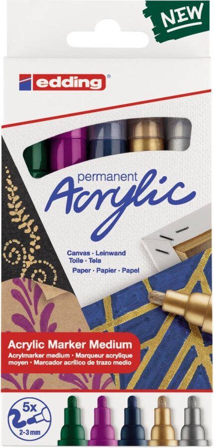 Edding Acrylmarker e-5100 m metallic assorti Set a 5 stuk 8 stuks