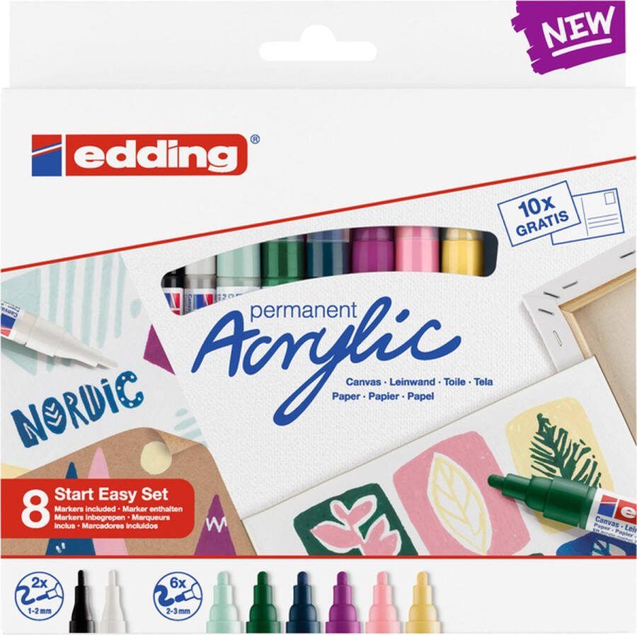Edding Acrylmarker starterskit klein scandinavisch 1 set 12 stuks