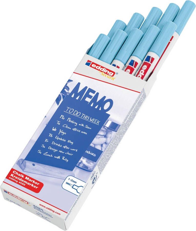 Edding Krijtstift by Securit 4085 rond 1-2mm pastel blauw 10 stuks 10 stuks