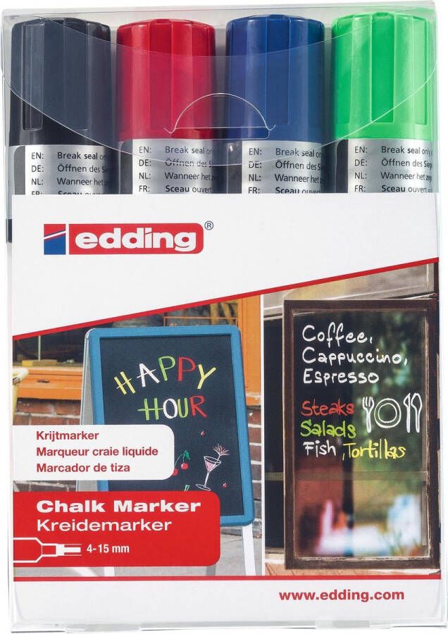 Edding Krijtstift 4090 window blok 4-15mm assorti Etui a 4 stuk