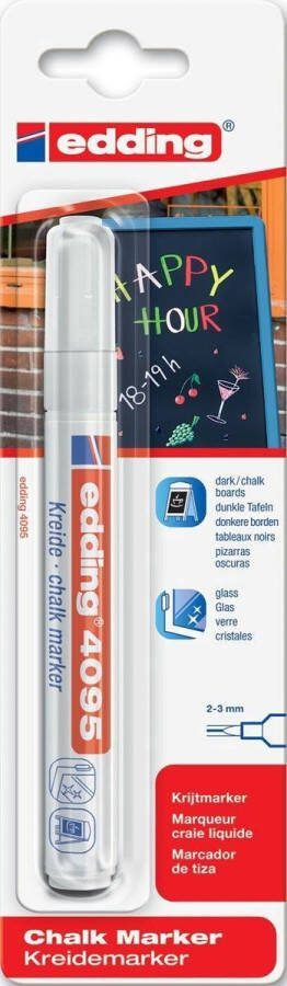 Edding Krijtstift 4095 rond wit 2-3mm blister a 1 stuk 10 stuks