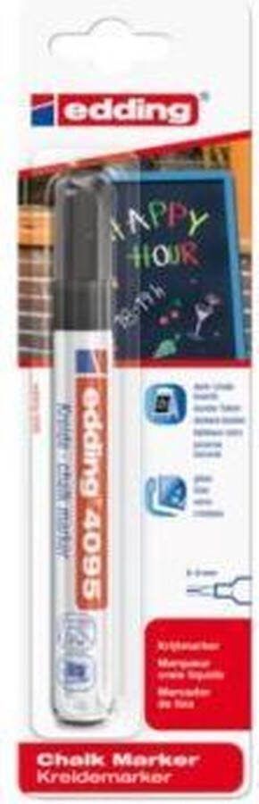 Edding Krijtstift 4095 rond zwart 2-3mm blister a 1 stuk