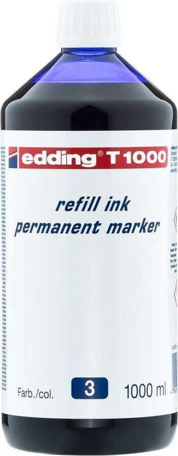 Edding T1000 navulinkt voor permanent markers kleur: blauw grote fles 1000ml