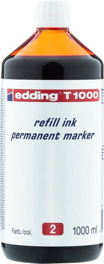 Edding T1000 navulinkt voor permanent markers kleur: rood grote fles 1000ml