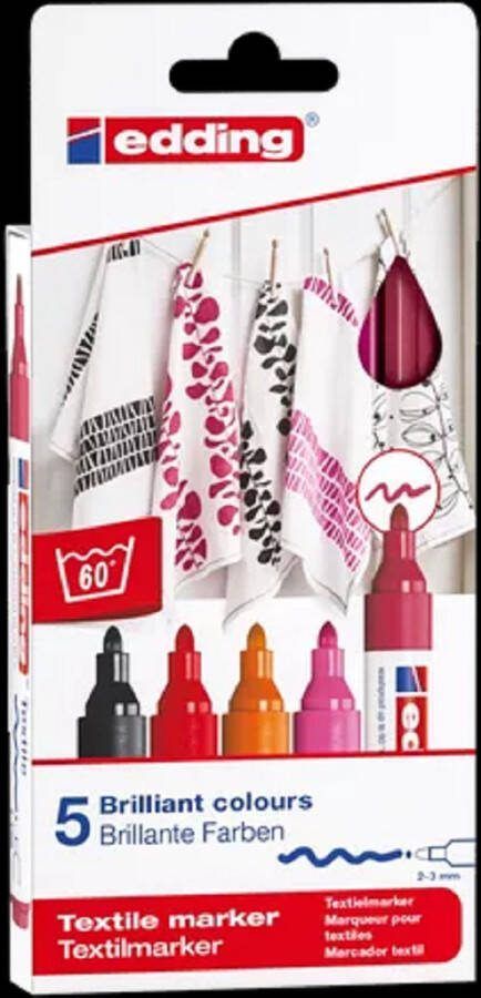 Edding Textielstift 4500 set warm 5 stuks