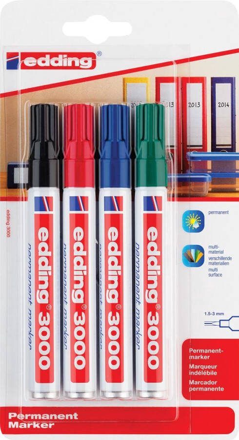 Edding Viltstift 3000 rond assorti 1.5-3mm blister à 4st Blister a 4 stuk 10 stuks