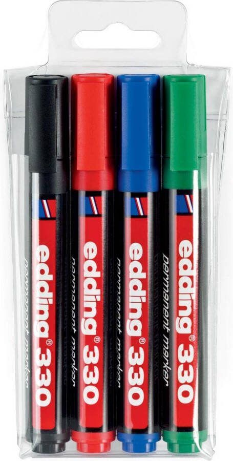 Edding Viltstift 330 schuin 1-5mm assorti Blister a 4 stuk 10 stuks