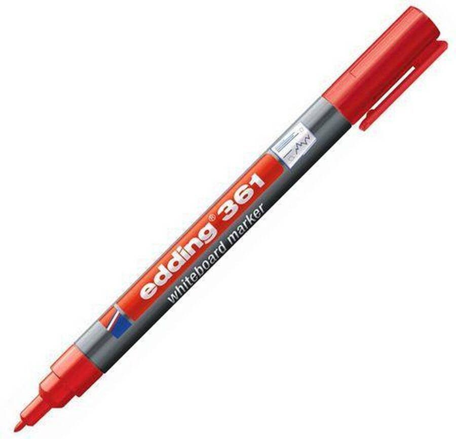 Edding Viltstift 361 whiteboard rond 1mm rood 10 stuks