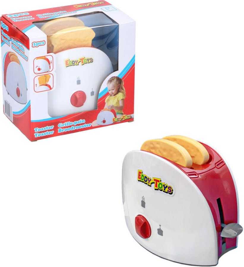 Eddy Toys Speelgoed Broodrooster Speelgoed Keukengerei Toaster Incl. Toast Wit