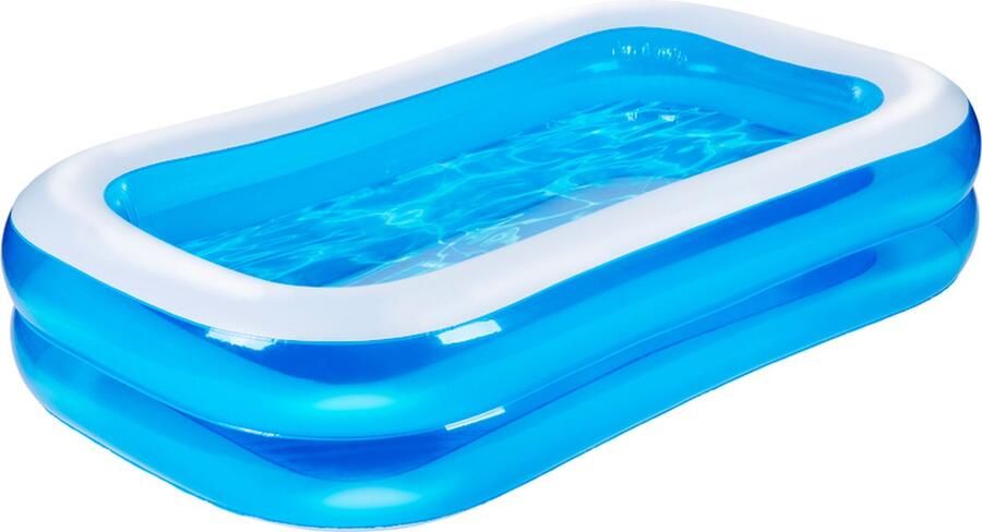 Eddy Toys Opblaas Zwembad Opblaasbaar Zwembad met Drainageplug en Reparatiepatch Kinderbad en Peuterbad 207 x 132 x 46 cm Kinderzwembad Opblaasbare Zwembaden Blauw