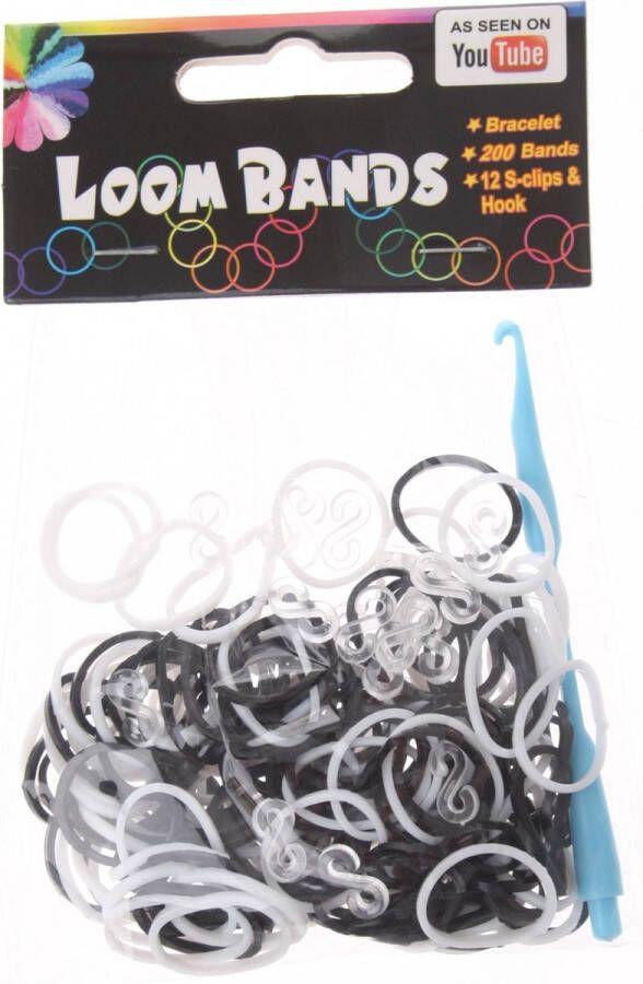 Eddy Toys Loom Bands Armband Maken Zwart wit 213-delig