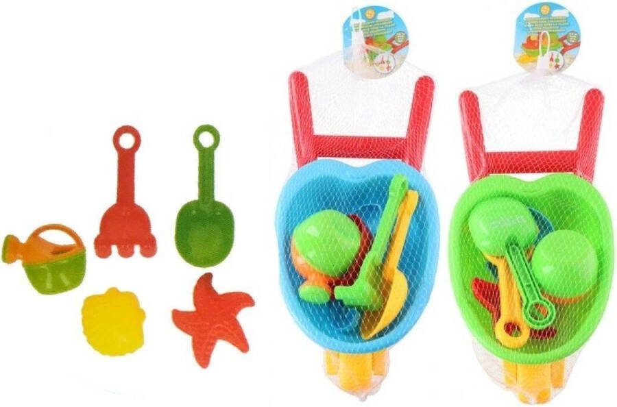 Eddy Toys Mini Kruiwagen Strandset 6-delig assorti