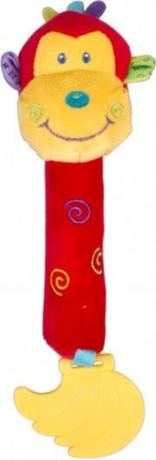 Eddy Toys Pluche Rammelaar Aap 19 Cm Rood