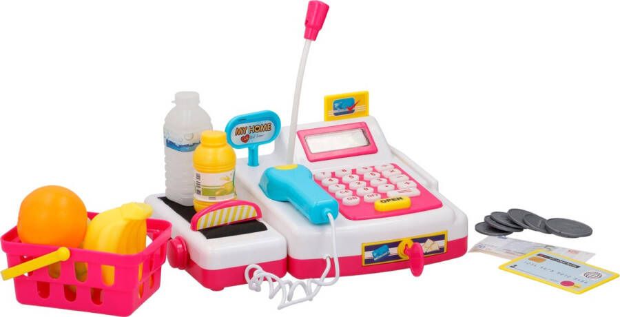 Merkloos Speelgoed kassa met accessoires voor meisjes Speelkassa met boodschappen Winkeltje spelen kinderspeelgoed
